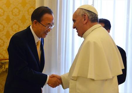 Pope Francis meets UN secretary General Ban Ki-moon