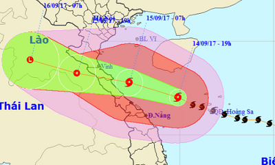 Chiều 15-9, bão số 10 sẽ vào các tỉnh từ Nghệ An đến Quảng Trị